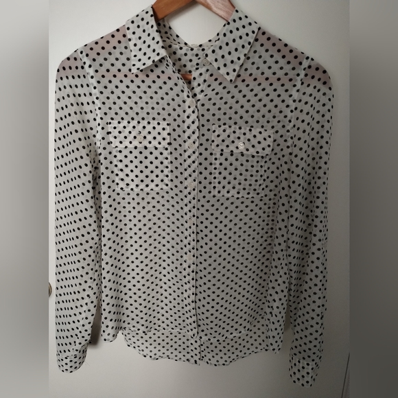 Polka Dot Button Down Blouse - Picture 4 of 11